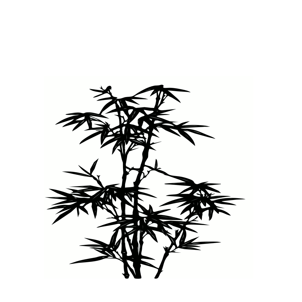 Bamboo Tree Black Silhouette