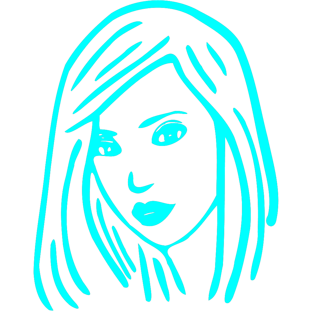 Blue Woman Face Pictogram