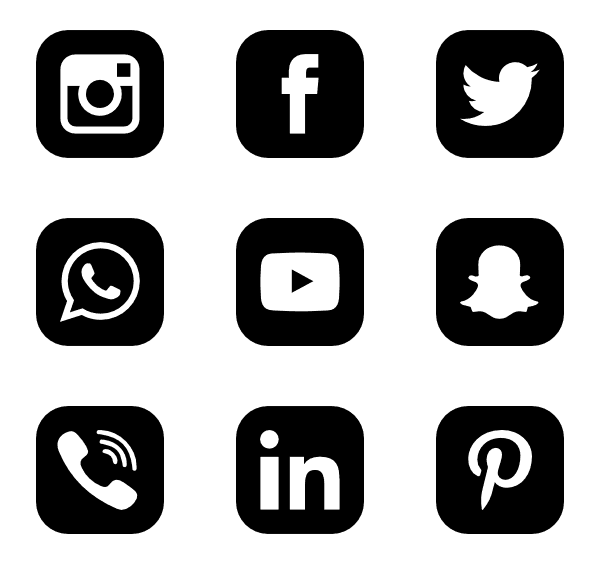 Social Media Black Rounded