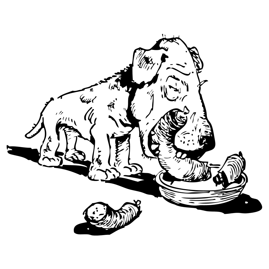 Dog Eating Sausage Drawing  clipart preview