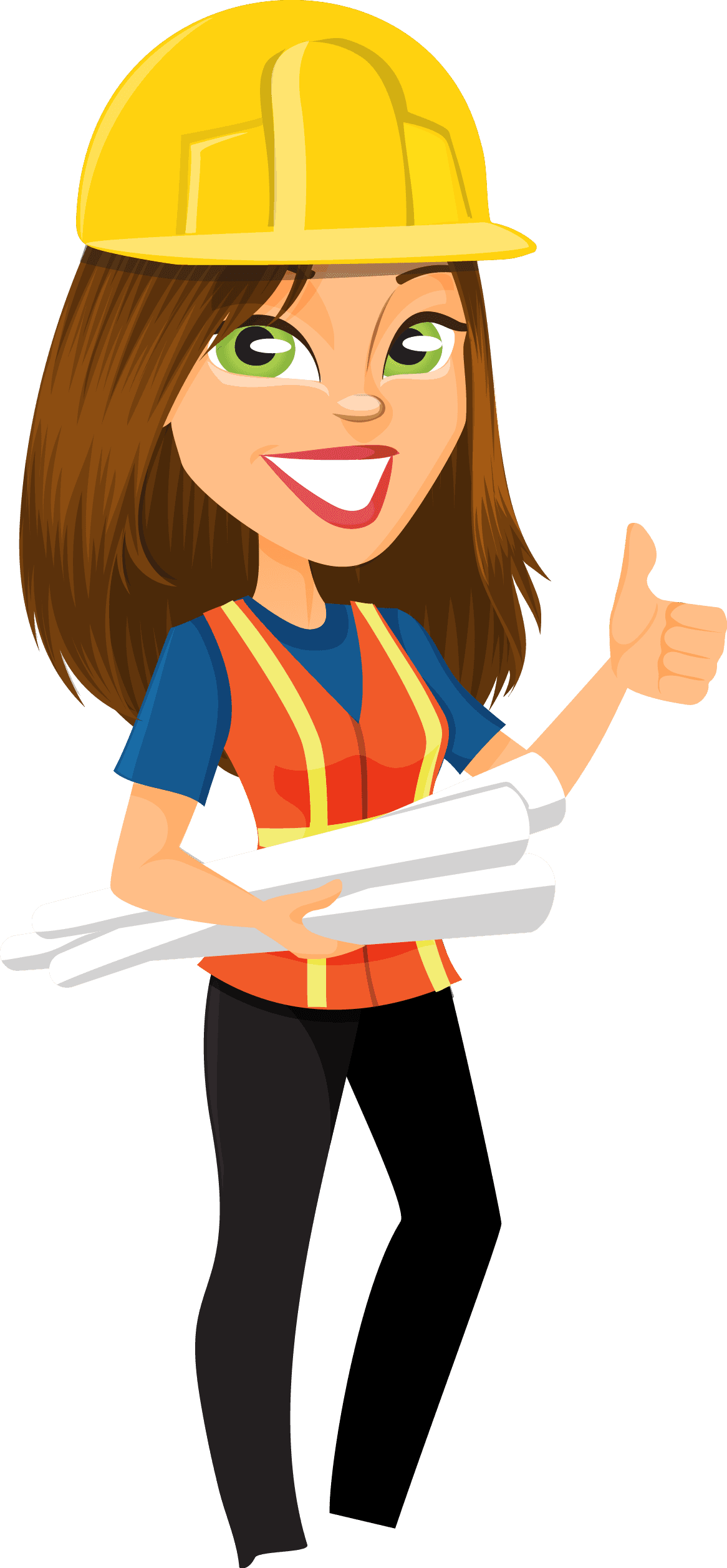 Engineer Girl Cartoon PNG Transparent clipart preview