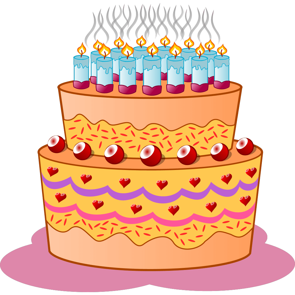 Orange Birthday Cake Blue Lit Candles clipart preview