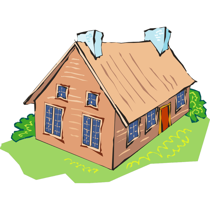 Two Blue Chimneys House Illustration clipart preview