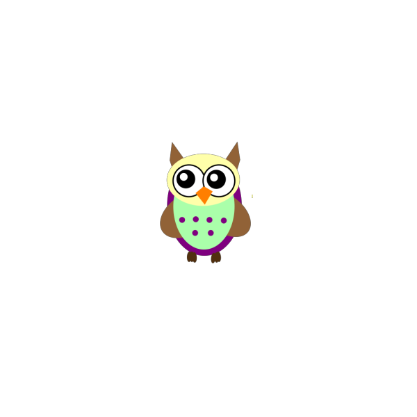 Purple Green Brown Owl PNG Clip art