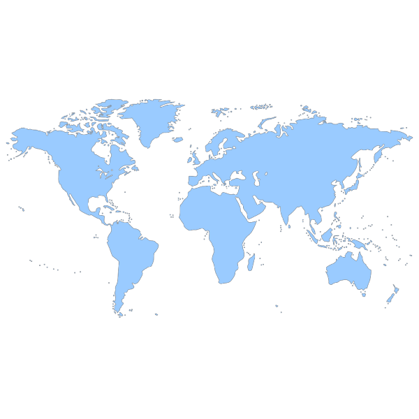 Black White Outline World Map No Background PNG Clip art