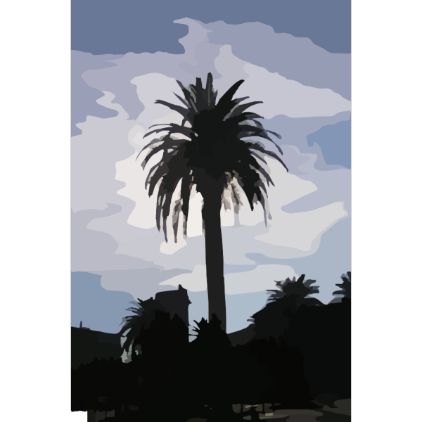 Blue Palm Tree Beach W/sun 4 PNG Clip art
