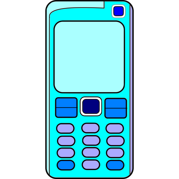 Mobile Phone With Blank Screen (blue) PNG Clip art