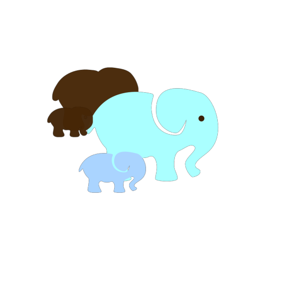 Blue Elephant Mom & Baby PNG Clip art