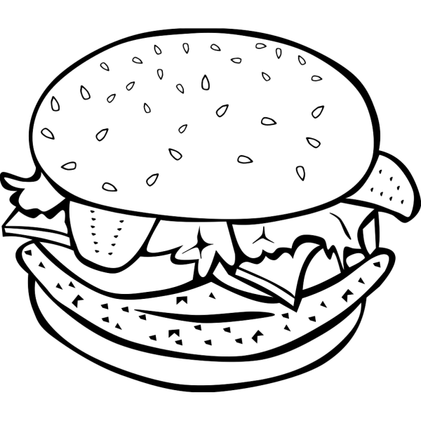 Chicken Burger (b And W) PNG Clip art