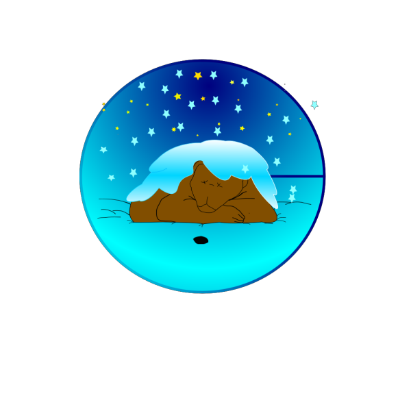 Sleeping Bear Under Stars With Snow | Circle PNG Clip art