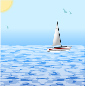 Sea Scene With Boat PNG Clip art