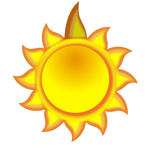 A Sun Cartoon With A Long Ray Red PNG Clip art