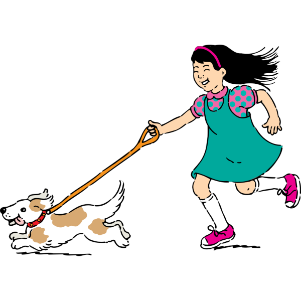 Girl Walking Dog PNG Clip art