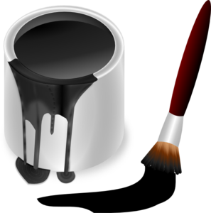 Black Paint Bucket With Paint Brush PNG Clip art