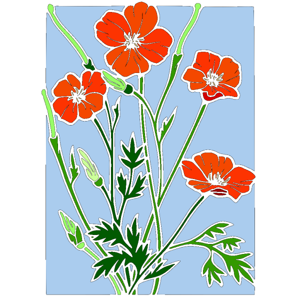 Colored Poppy Stained Glass PNG Clip art