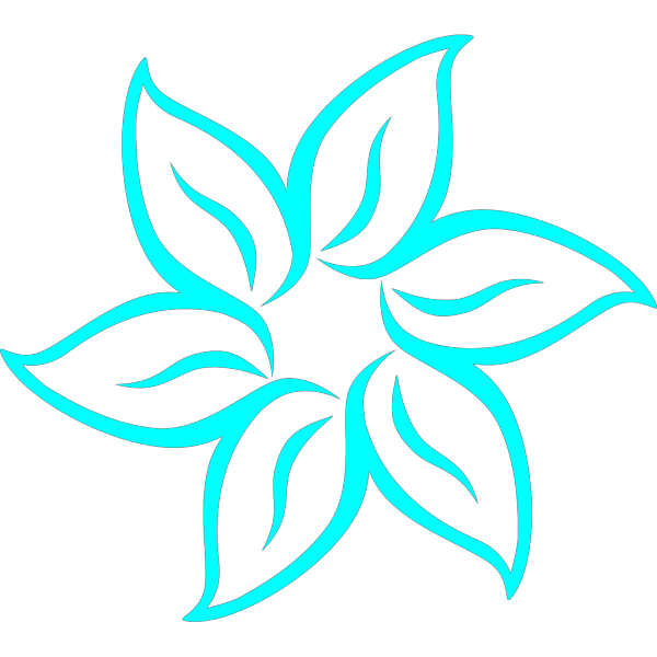 Aqua Flower Outline PNG Clip art