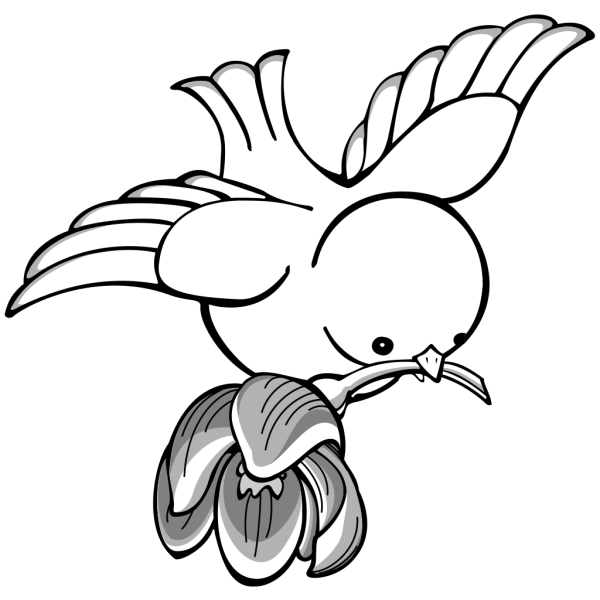 Bird Flying With Flower PNG Clip art