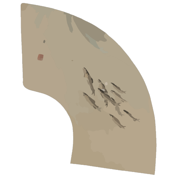 Fan-shaped Drawing Of Fish Swimming Upstream PNG Clip art