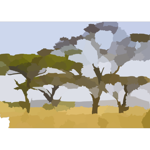 Landscape With Abstract Trees PNG Clip art