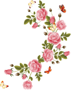 Romantic Pink Flower Border PNG File PNG Clip art