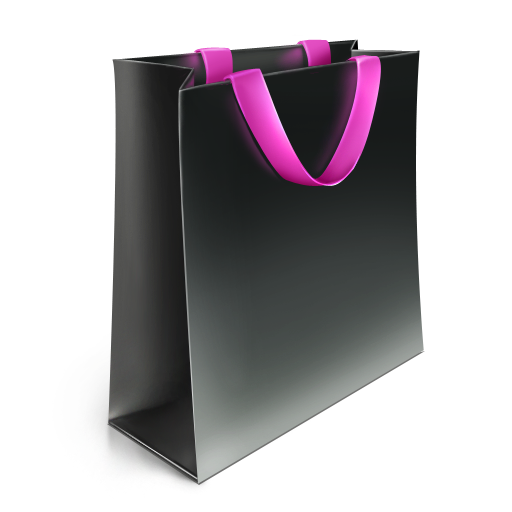 Black Glossy Pink Handle Shopping Bag PNG clipart free download