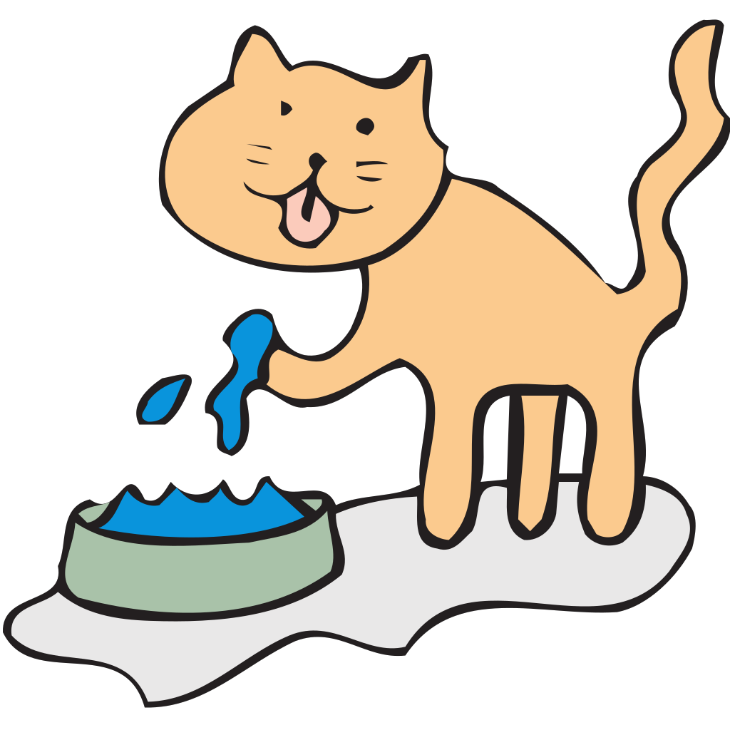 Cat Drinking Water Cartoon clipart preview