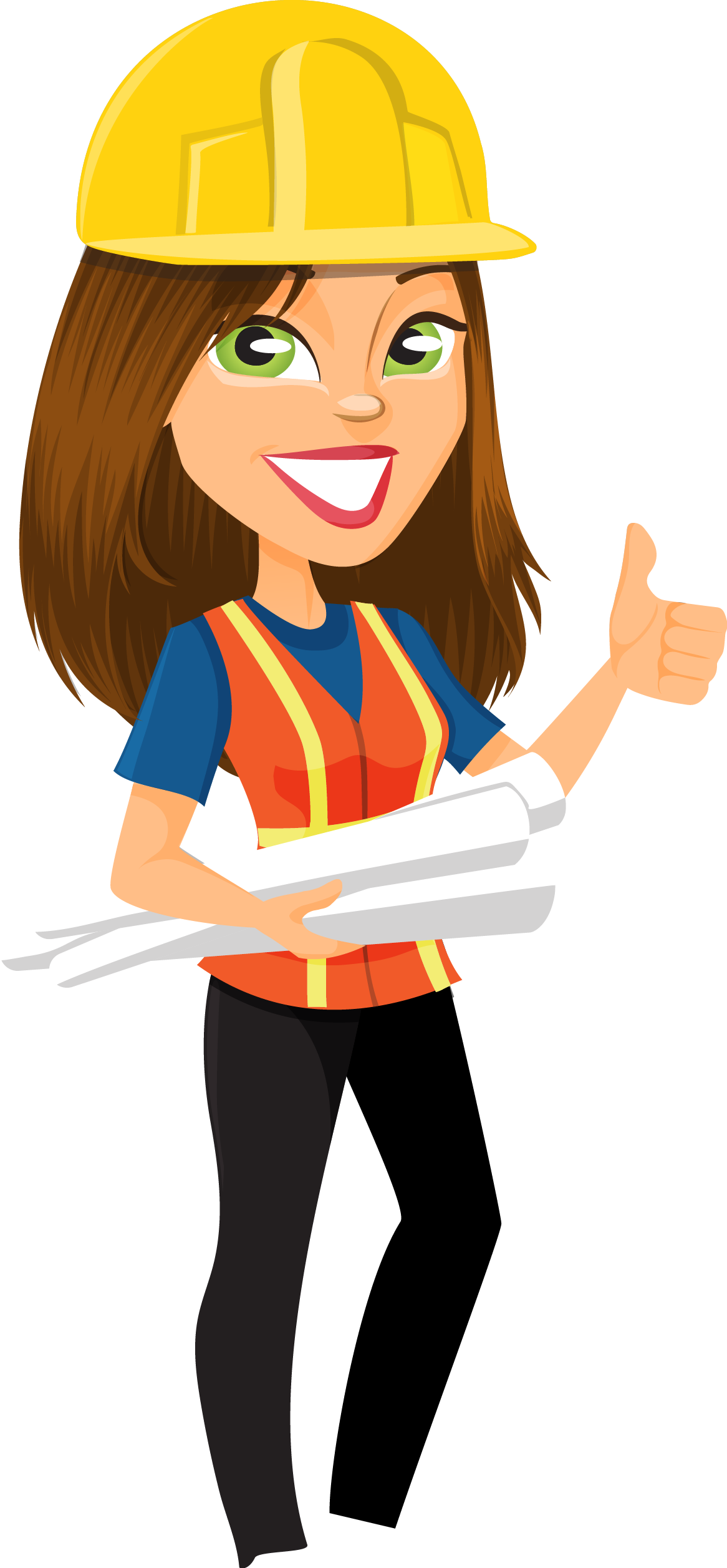 Engineer Girl Cartoon PNG Transparent clipart preview