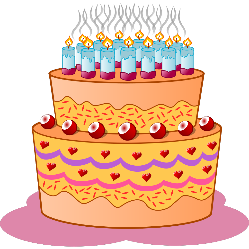 Orange Birthday Cake Blue Lit Candles clipart preview